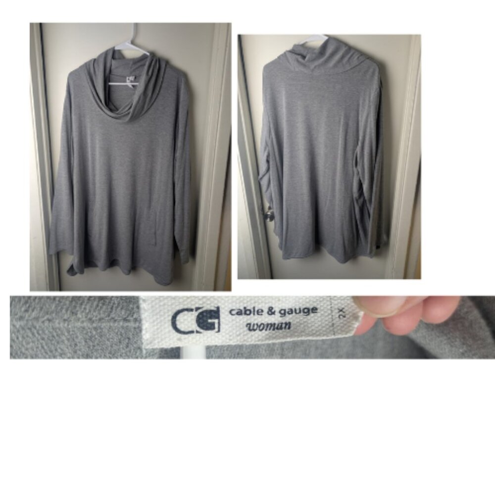 Cable and Gauge Woman PLUS Size 2X Cowl Neck Light weight with hood and pockets